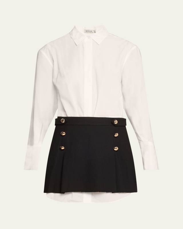 Warren Long-Sleeve Combo Shirtdress